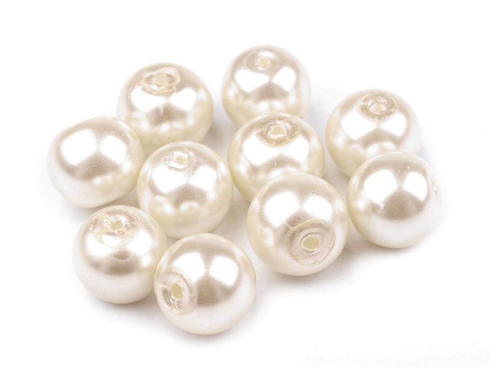 Perle sticlă lucioase, ø8 mm - Alb (50 Grame)