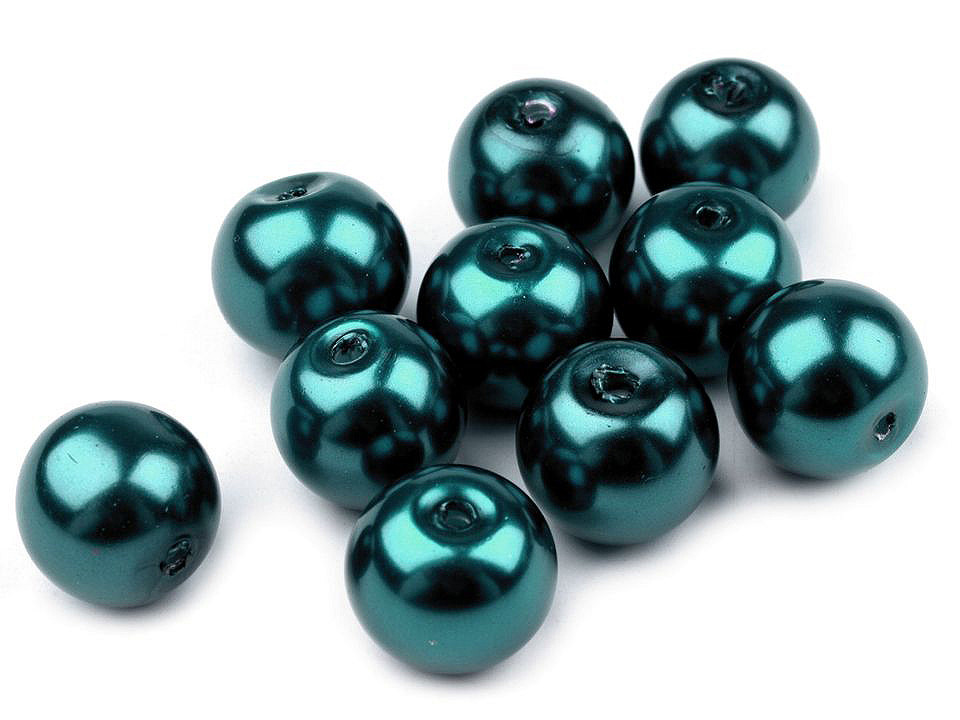 Perle sticlă lucioase, ø8 mm - Alb (50 Grame)