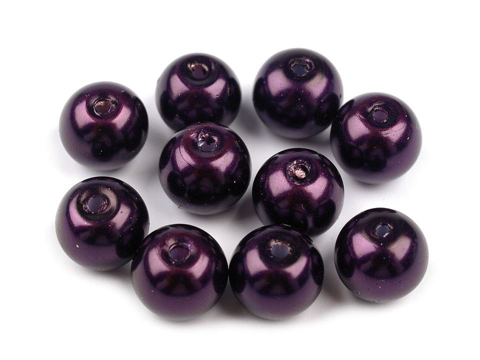 Perle sticlă lucioase, ø8 mm - Alb (50 Grame)