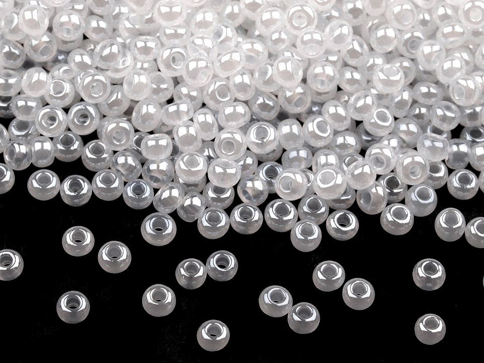 Mărgele nisip sidefate preciosa, 10/0 - 2,3 mm - Alb (20 Grame)