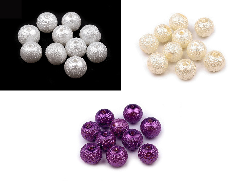 Perle sticlă creponate stardust, ø8 mm - Sidef (40 Bucăți)