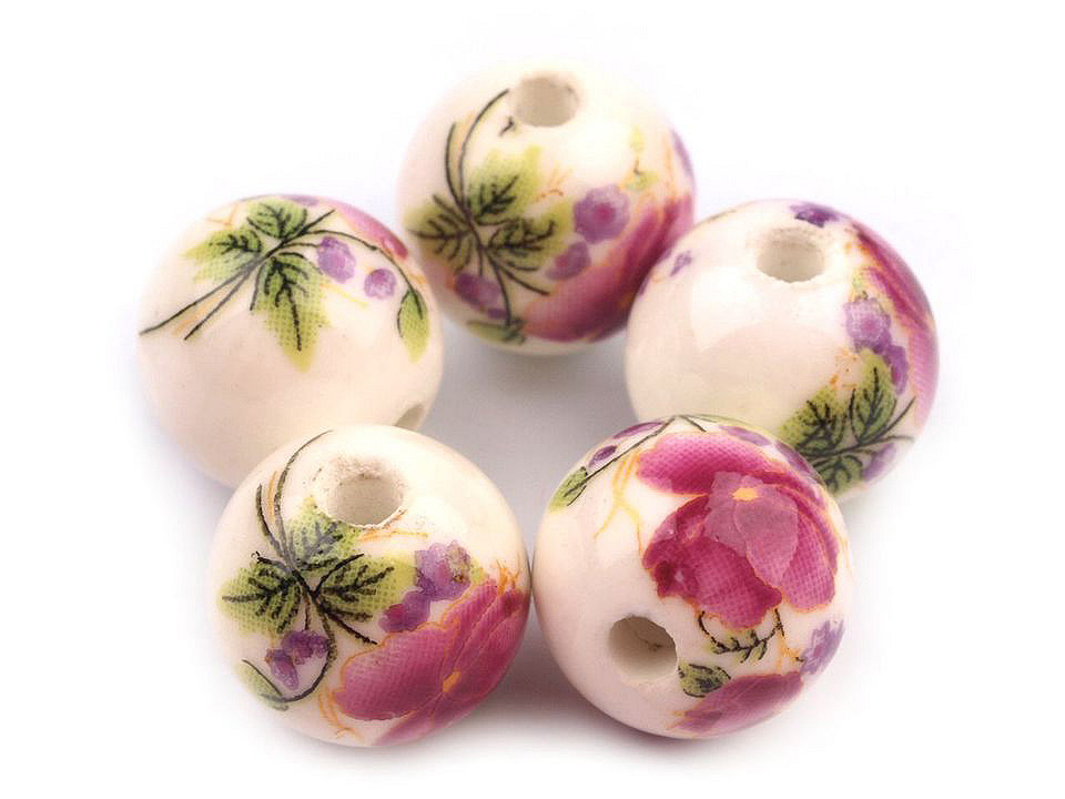 Mărgele porțelan, motiv floral, ø12 mm - Galben narcisă (120 Bucăți)