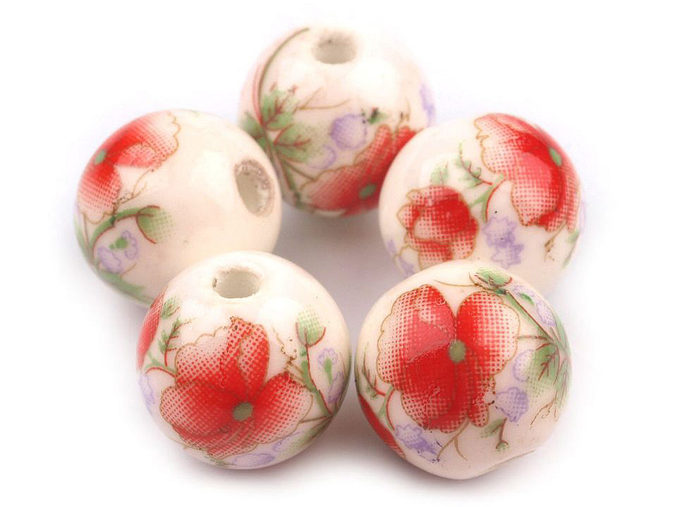Mărgele porțelan, motiv floral, ø12 mm - Galben narcisă (120 Bucăți)