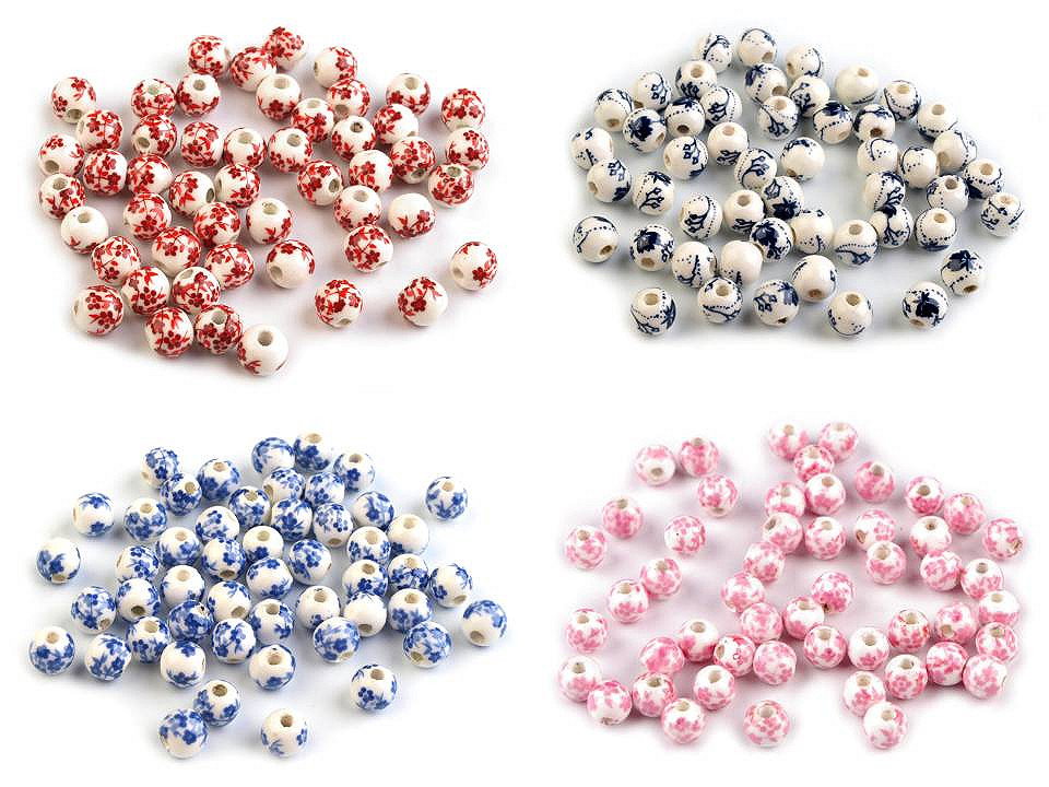 Mărgele porțelan, motiv floral, ø6 mm - Bleu gheață (50 Bucăți) Mărgele porțelan, motiv floral, ø6 mm - Bleu gheață (50 Bucăți)
