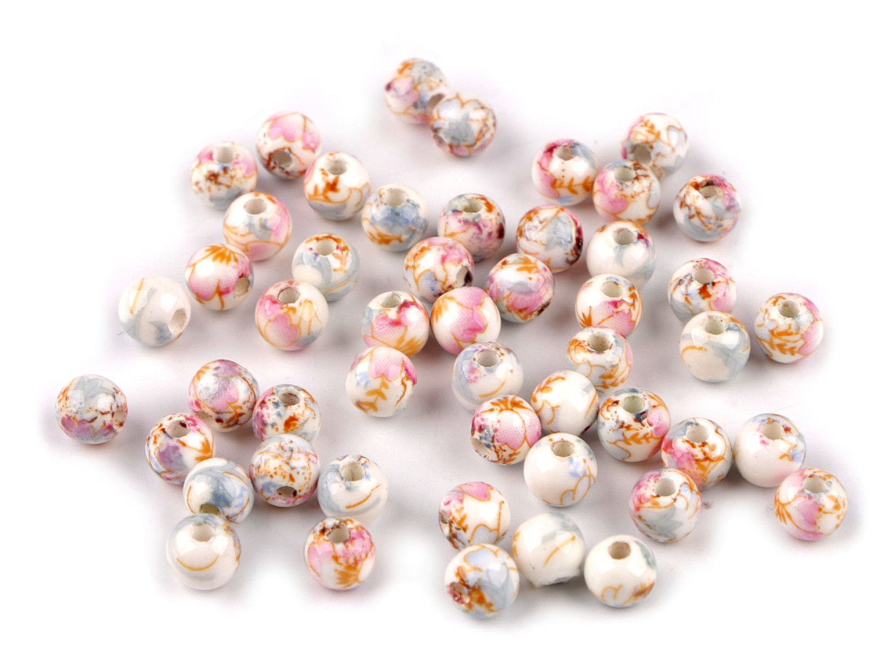 Mărgele porțelan, motiv floral, ø6 mm - Bleu gheață (50 Bucăți) Mărgele porțelan, motiv floral, ø6 mm - Bleu gheață (50 Bucăți)