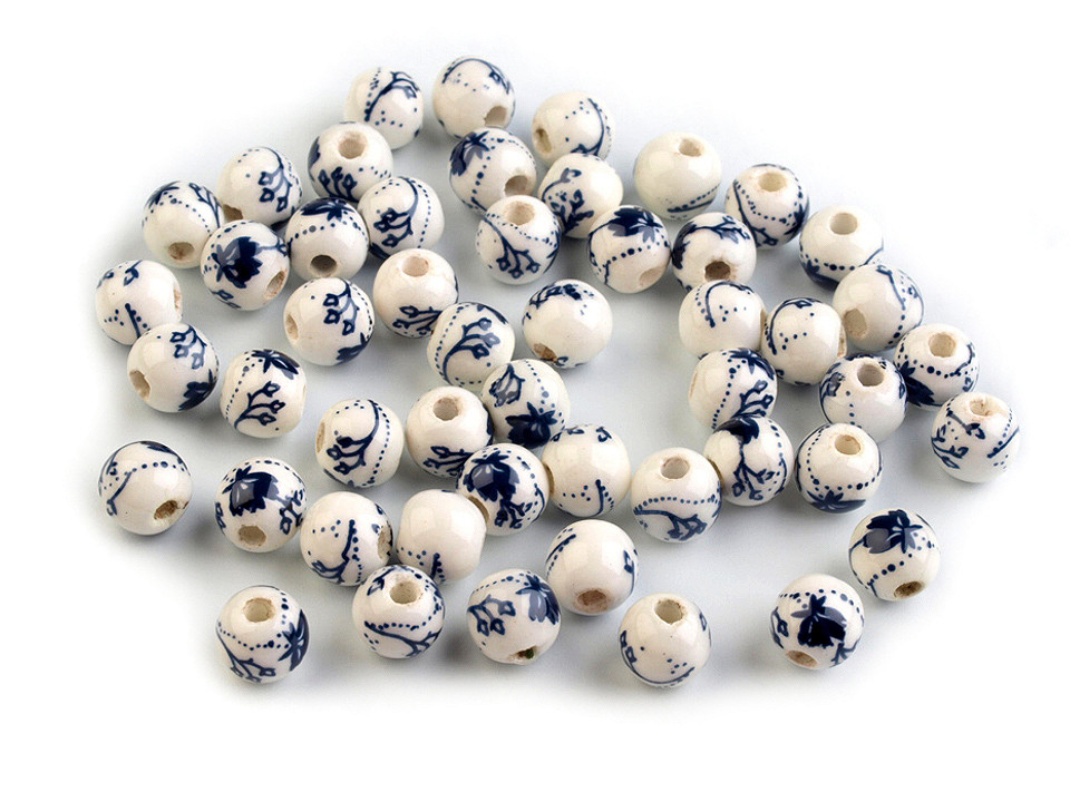 Mărgele porțelan, motiv floral, ø6 mm - Bleu gheață (50 Bucăți) Mărgele porțelan, motiv floral, ø6 mm - Bleu gheață (50 Bucăți)
