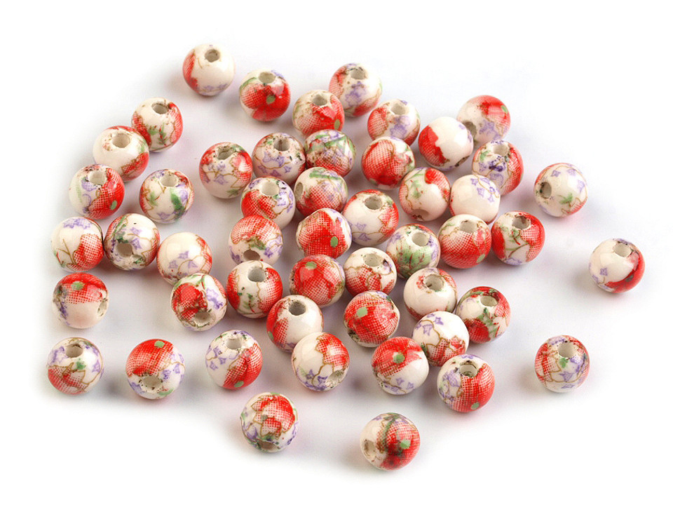 Mărgele porțelan, motiv floral, ø6 mm - Bleu gheață (50 Bucăți) Mărgele porțelan, motiv floral, ø6 mm - Bleu gheață (50 Bucăți)