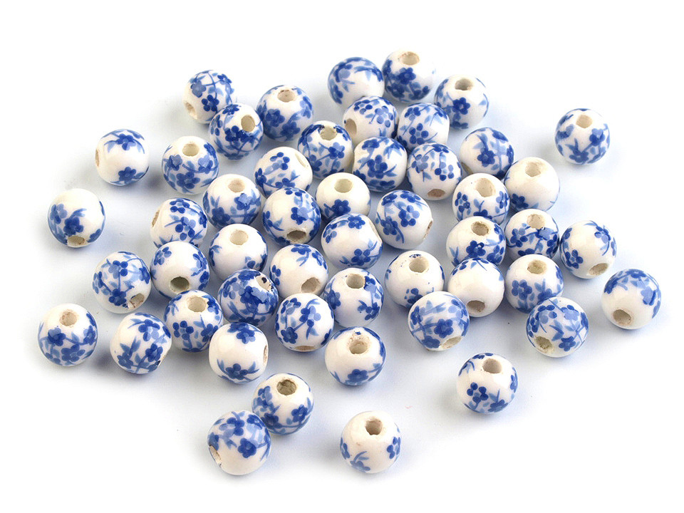Mărgele porțelan, motiv floral, ø6 mm - Bleu gheață (50 Bucăți) Mărgele porțelan, motiv floral, ø6 mm - Bleu gheață (50 Bucăți)