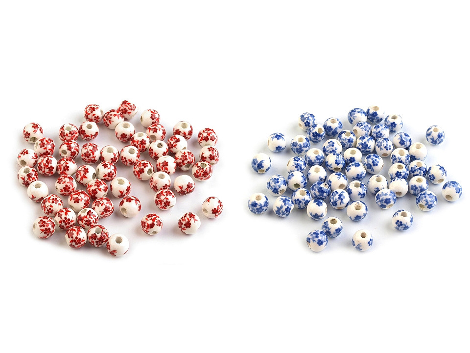Mărgele porțelan, motiv floral, ø6 mm - Bleu gheață (50 Bucăți) Mărgele porțelan, motiv floral, ø6 mm - Bleu gheață (50 Bucăți)