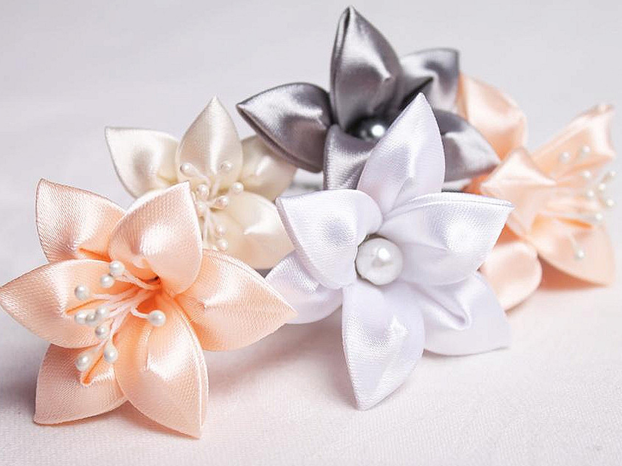 Ace de păr cu perlă, ø8 mm - Alb sidefat (2 Bucăți)