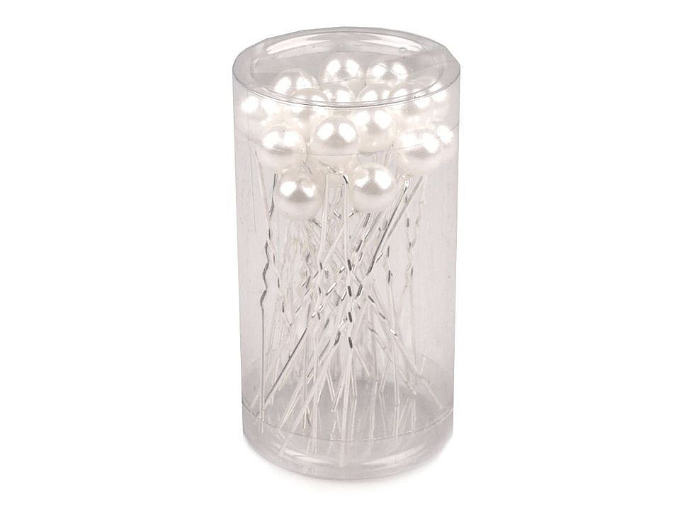 Ace de păr cu perlă, ø8 mm - Alb sidefat (2 Bucăți)