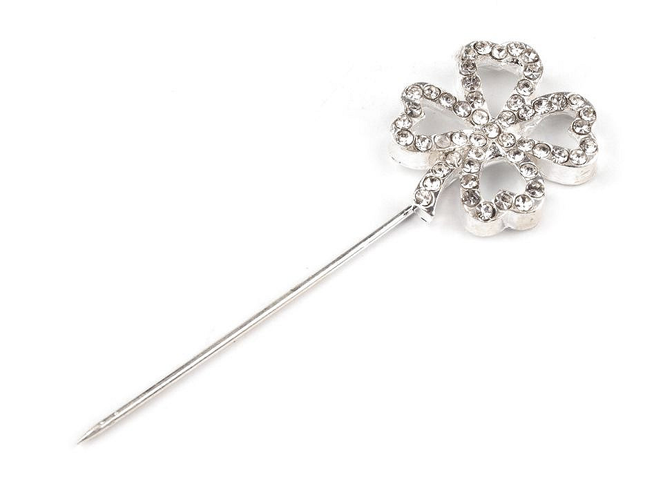 Ac de rever - trifoi cu strasuri - Argintiu (1 Bucată)