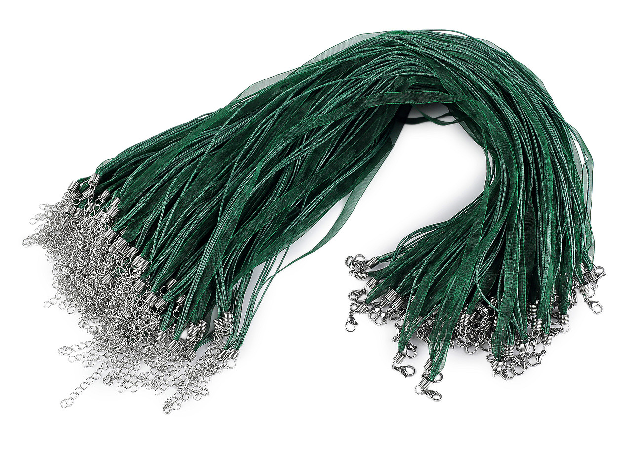 Bază colier organza și șnur cerat, 43 cm - Galben deschis (2 Bucăți)