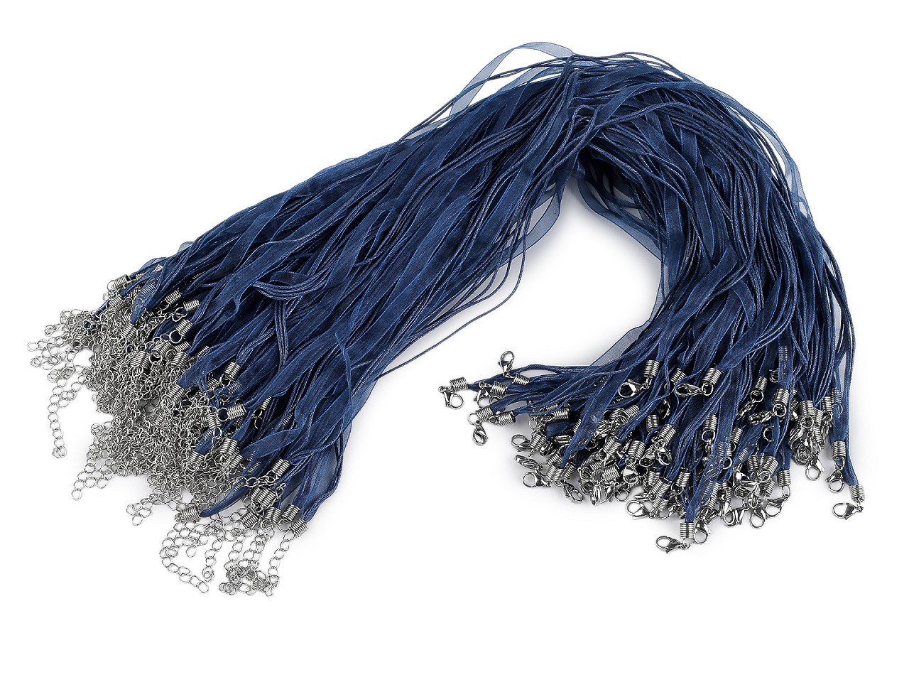 Bază colier organza și șnur cerat, 43 cm - Galben deschis (2 Bucăți)