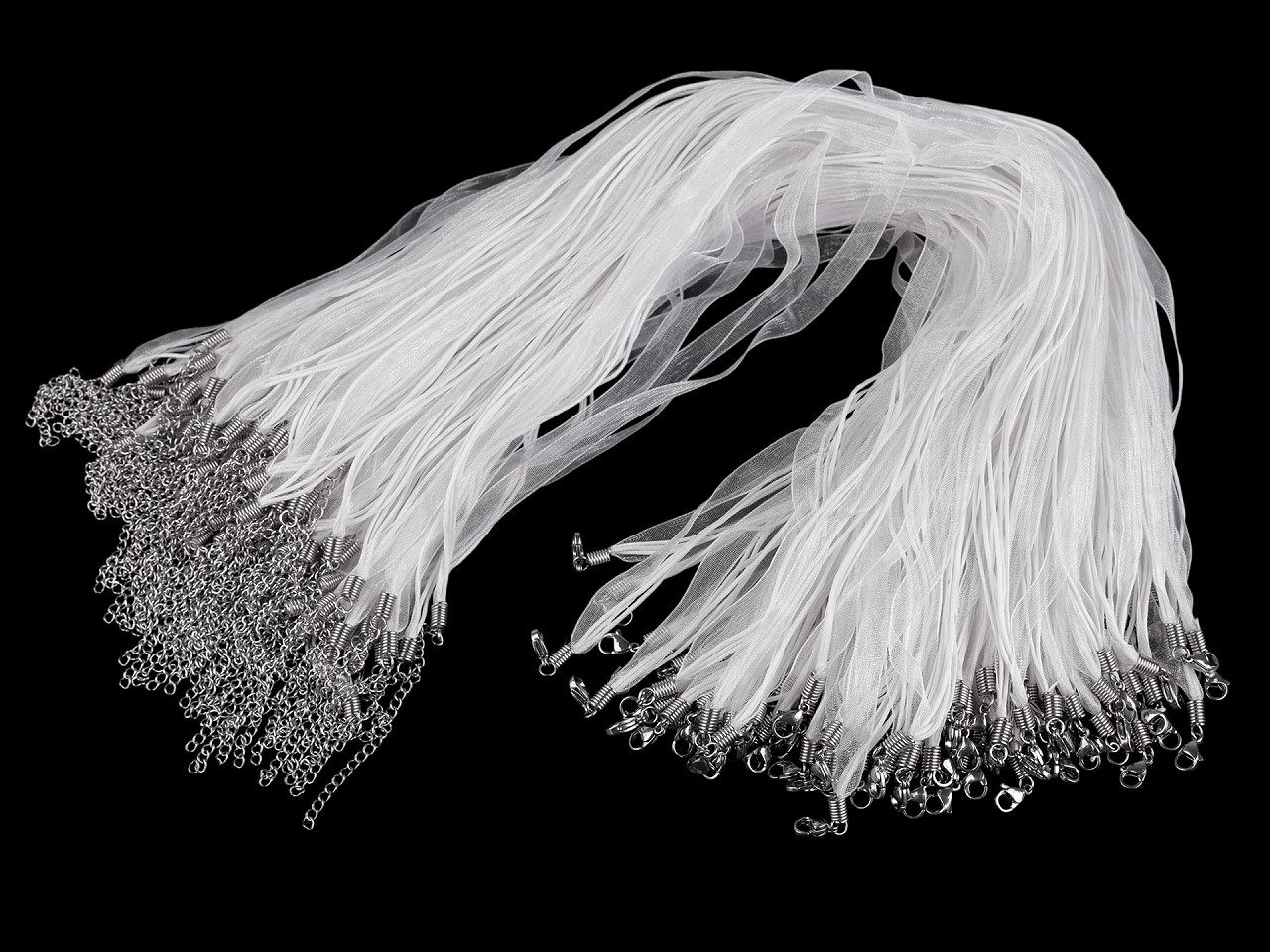 Bază colier organza și șnur cerat, 43 cm - Galben deschis (2 Bucăți)