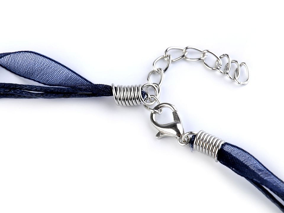 Bază colier organza și șnur cerat, 43 cm - Galben deschis (2 Bucăți)