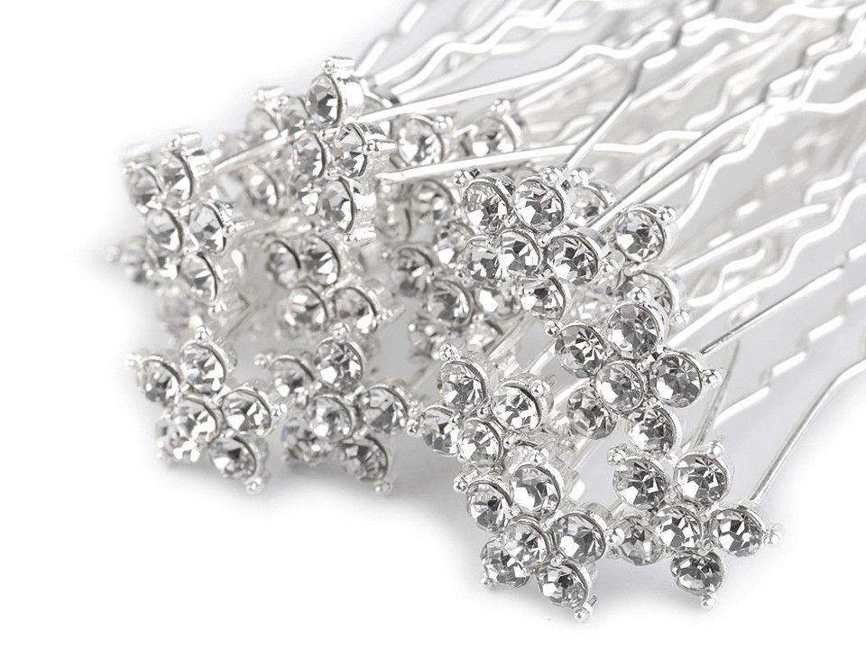 Ace de păr cu strasuri, ø11 mm - Cristal (2 Bucăți)