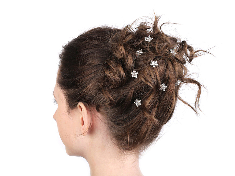 Ace de păr cu strasuri, ø11 mm - Cristal (2 Bucăți)