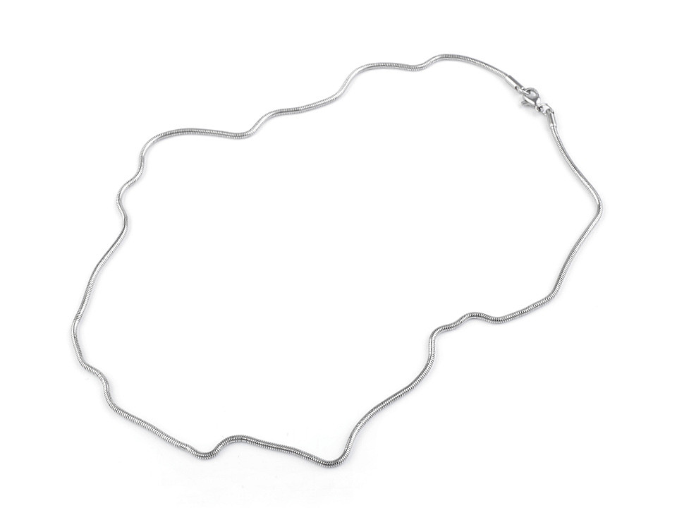 Lanț inox, model șarpe - Argintiu (1 Bucată)