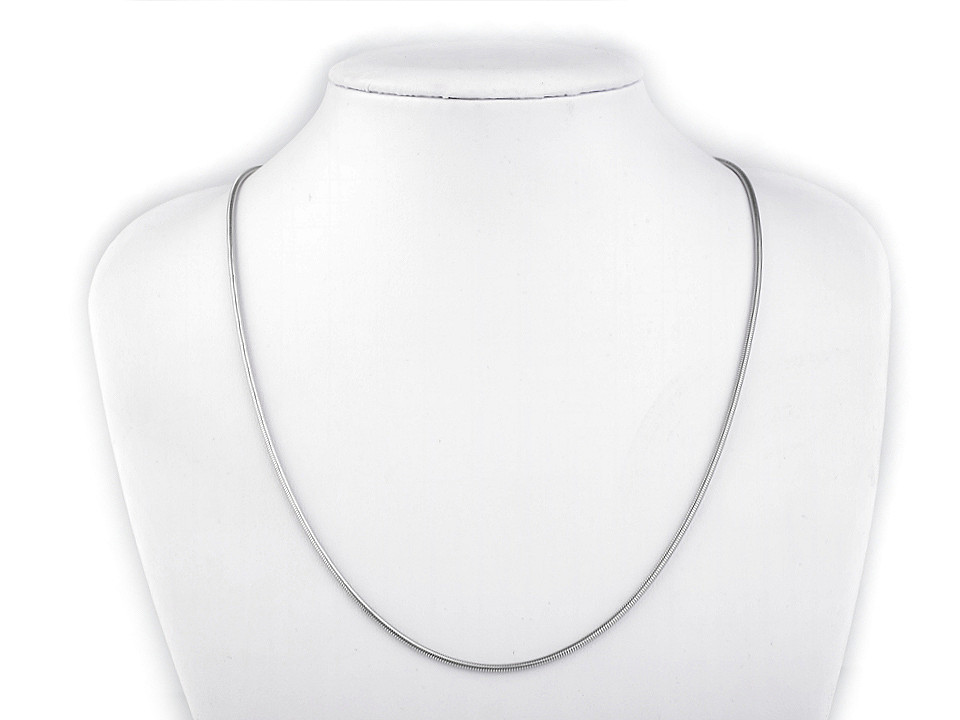 Lanț inox, model șarpe - Argintiu (1 Bucată)