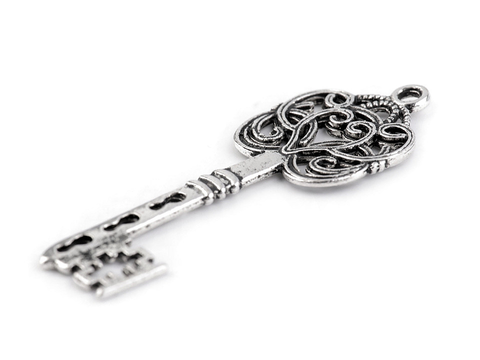 Pandantiv cheie, 21x56 mm - Alamă antică (2 Bucăți)