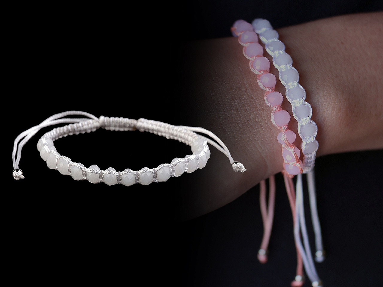 Brăţară shamballa cu mărgele fațetate - Bleu nu-mă-uita (1 Bucată)