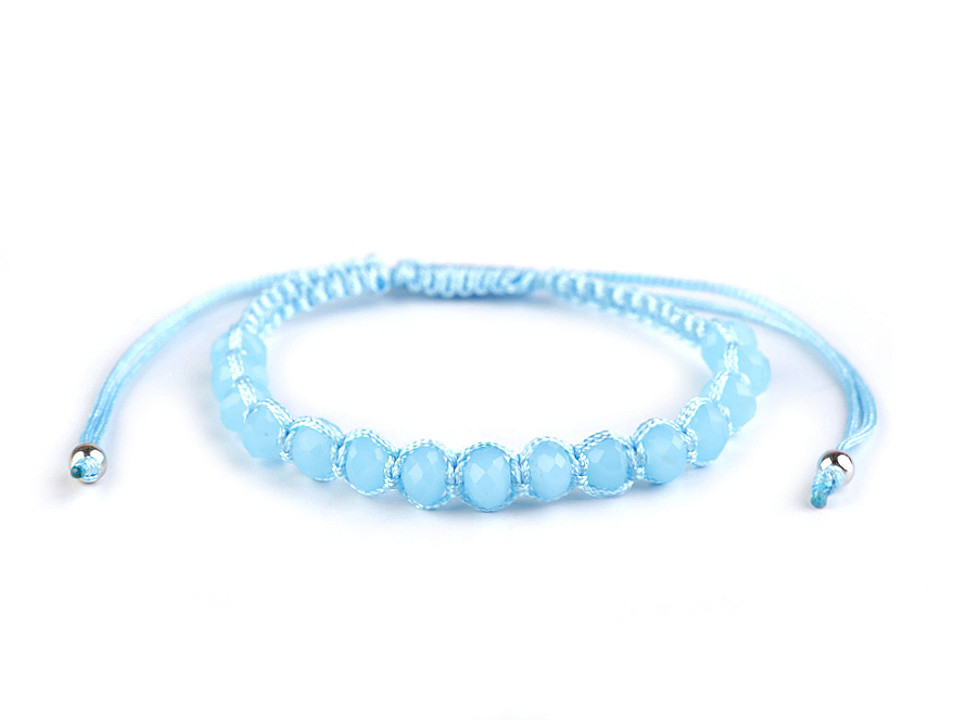 Brăţară shamballa cu mărgele fațetate - Bleu nu-mă-uita (1 Bucată)