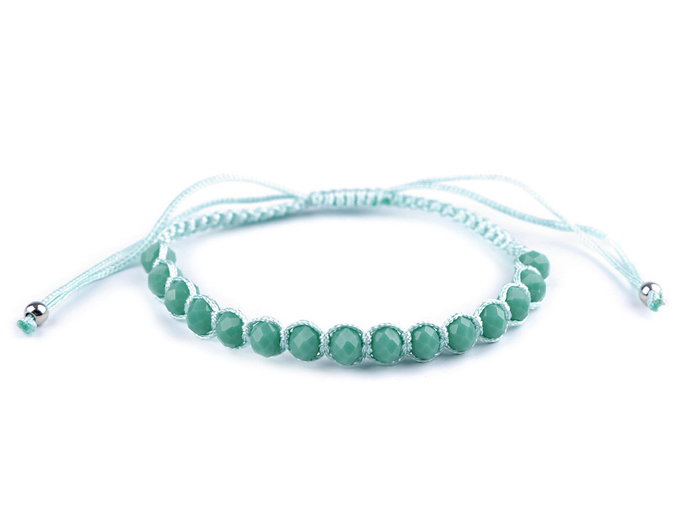 Brăţară shamballa cu mărgele fațetate - Bleu nu-mă-uita (1 Bucată)