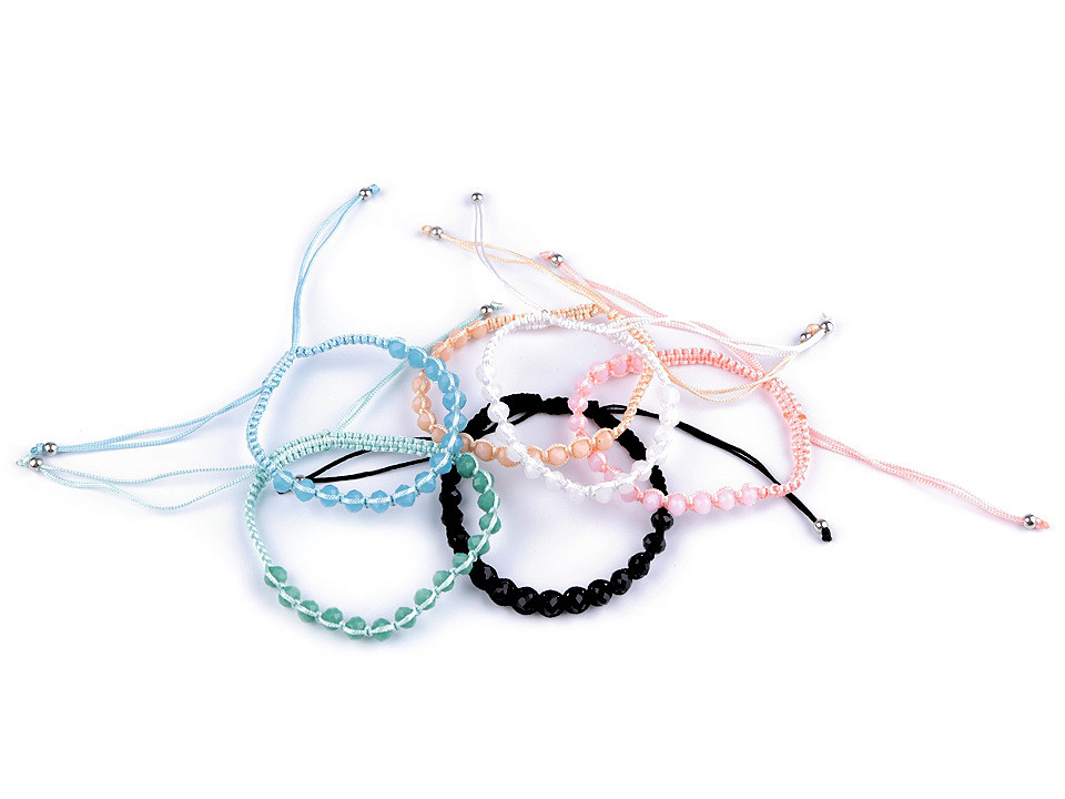 Brăţară shamballa cu mărgele fațetate - Bleu nu-mă-uita (1 Bucată)