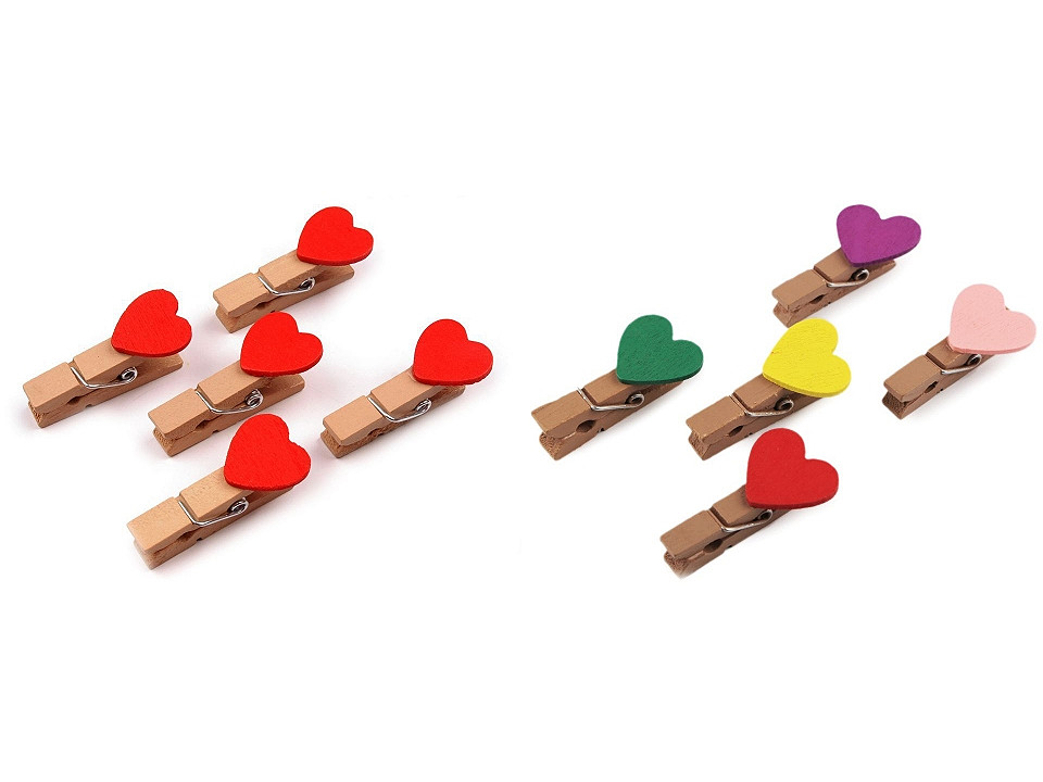 Cârlige decorative - inimioare - Roșu (1 Sac)