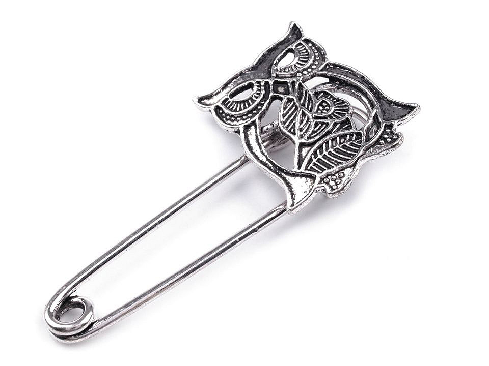 Broșă ac de siguranță cu bufniță - Platinum (1 Bucată)