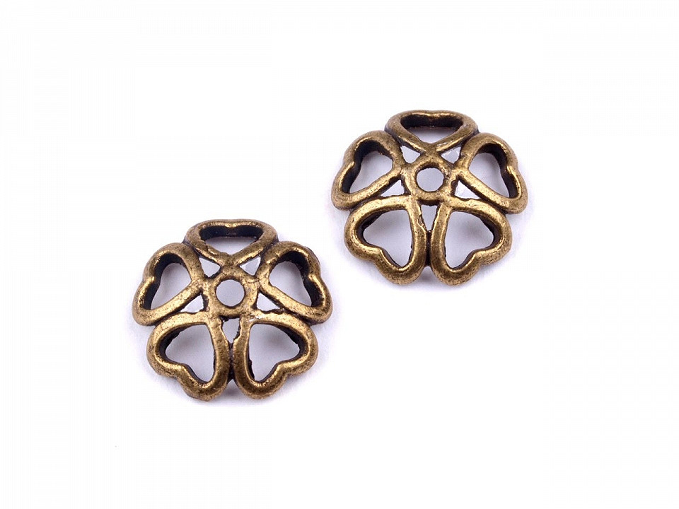 Capace mărgele, model inimioare, ø10-11mm - Platinum (50 Bucăți)