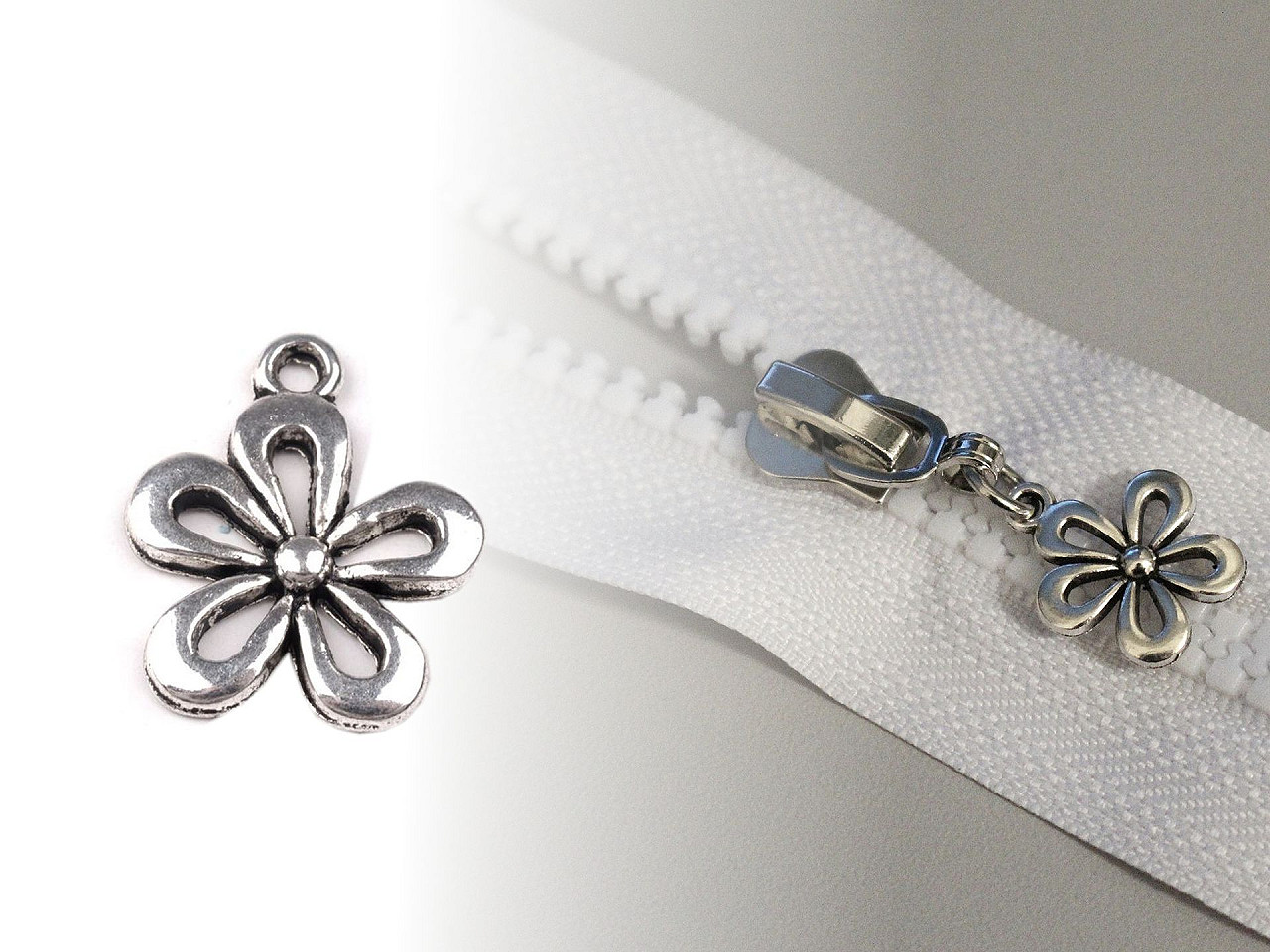 Pandantiv floare, 15x18 mm - Platinum (10 Bucăți)