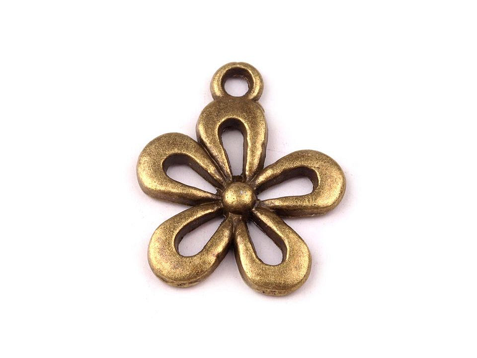 Pandantiv floare, 15x18 mm - Platinum (10 Bucăți)