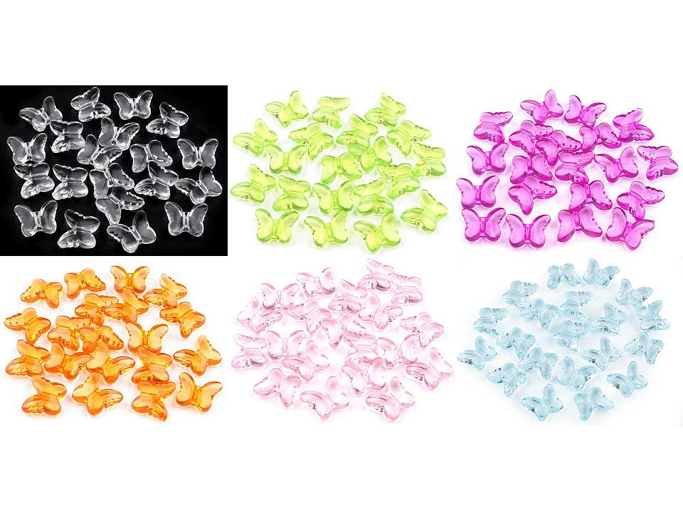 Fluturi decorativi din plastic, 15x18 mm - Transparent (500 Bucăți)