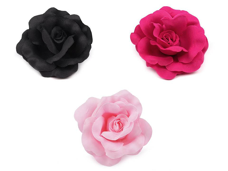 Broșă / clamă de păr trandafir, ø6 cm - Negru (1 Bucată)