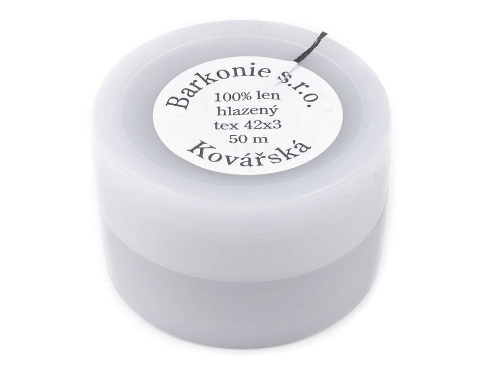 Ață din in, ghem în cutie de plastic, 50 m - Ecru natural (1 Bucată)