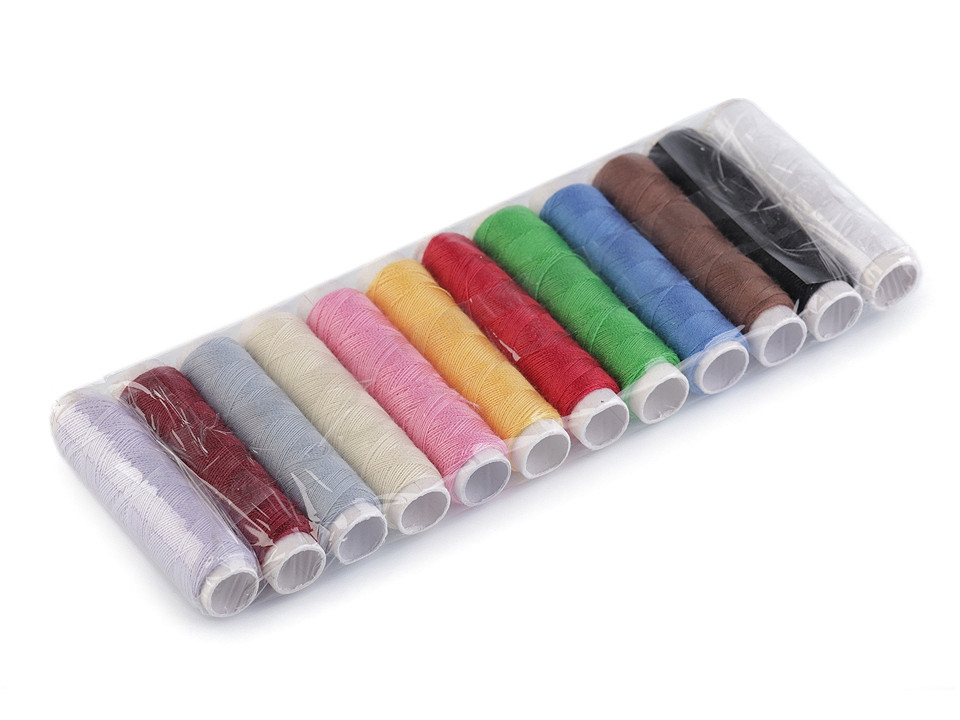 Ață poliester, 45 m, 12 buc / pac - Mix culori (6 Saci)