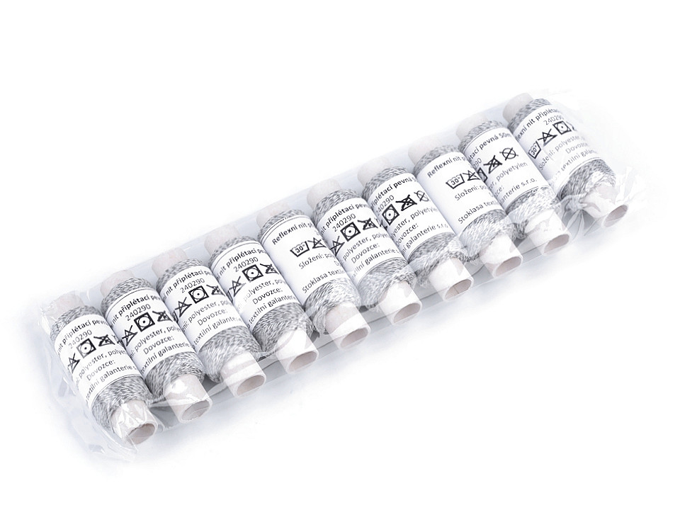 Ață reflectorizantă, 50 m - Gri-alb (1 Bucată)