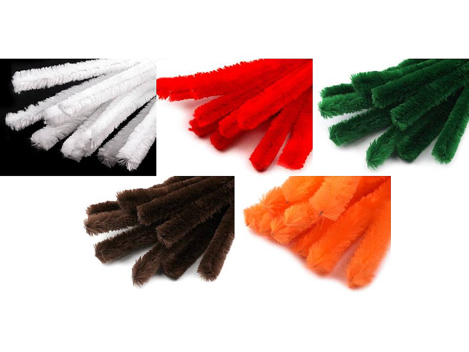 Sârmă plușată, ø15 mm, lungime 30 cm - Portocaliu (50 Bucăți)