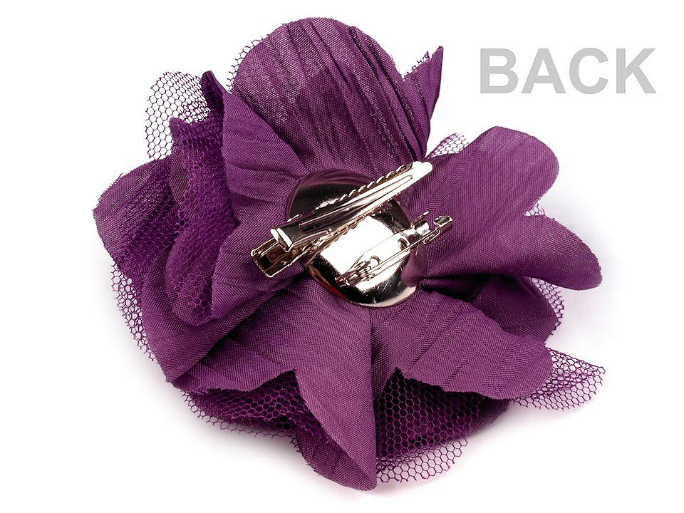 Broșă / clamă de păr trandafir, ø9 cm - Roz mediu (1 Bucată)