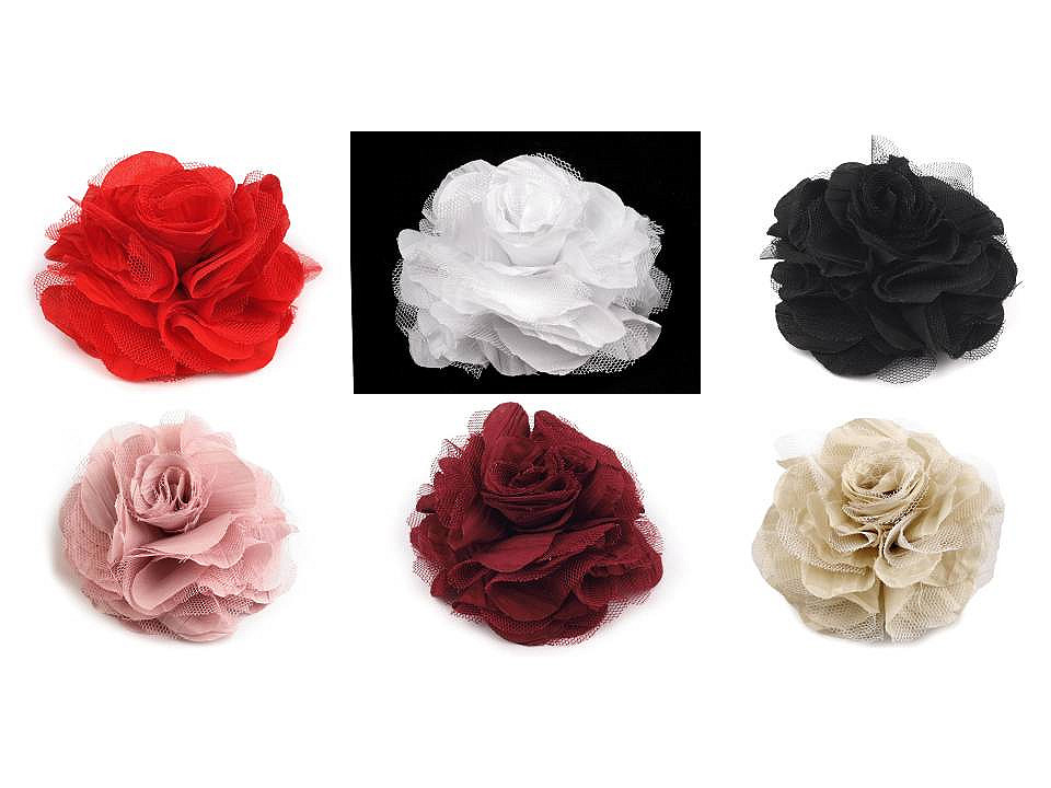 Broșă / clamă de păr trandafir, ø9 cm - Roz mediu (1 Bucată)