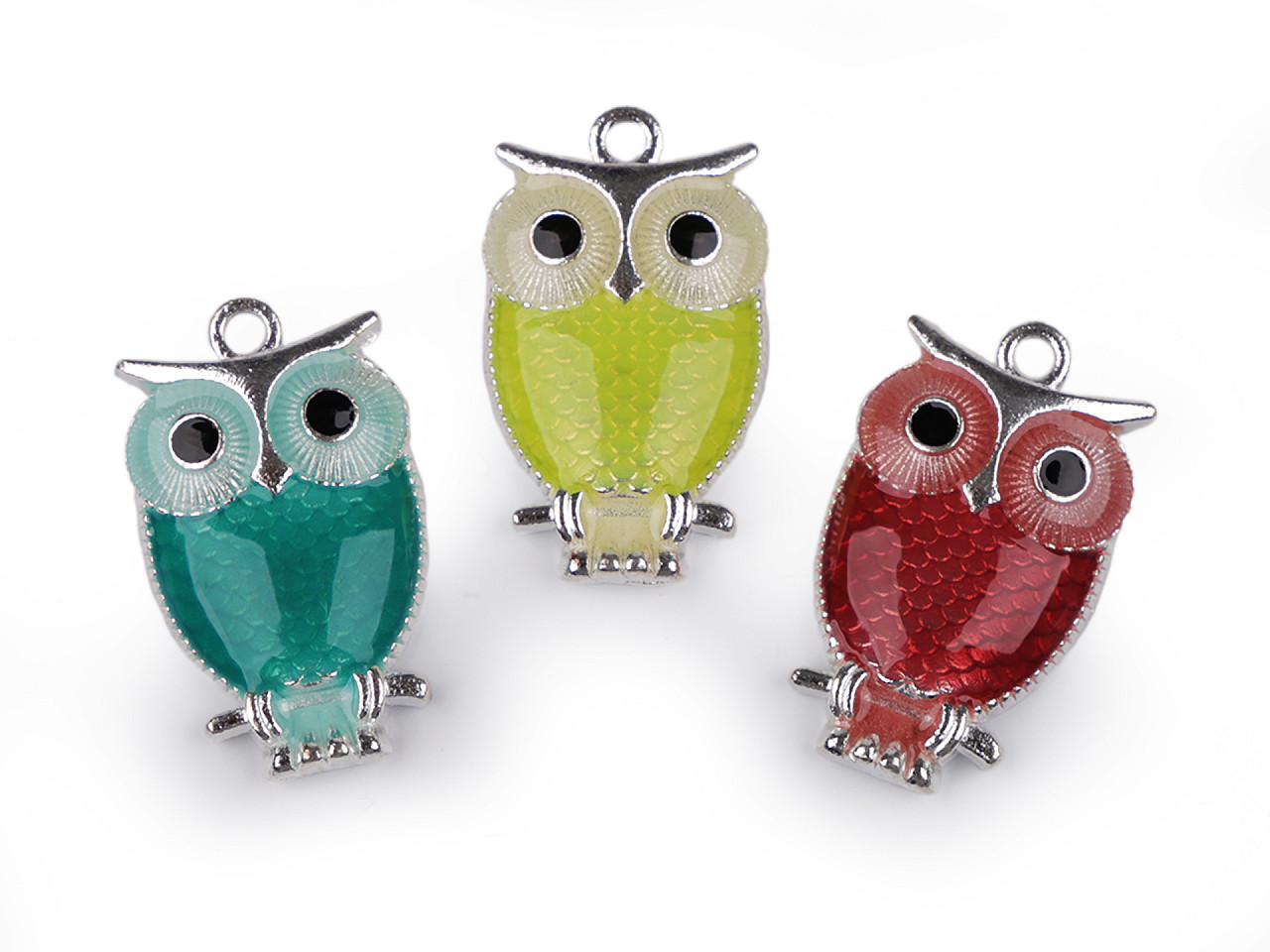 Pandantiv bufniță, 17x27 mm - Alb lăptos (5 Bucăți)