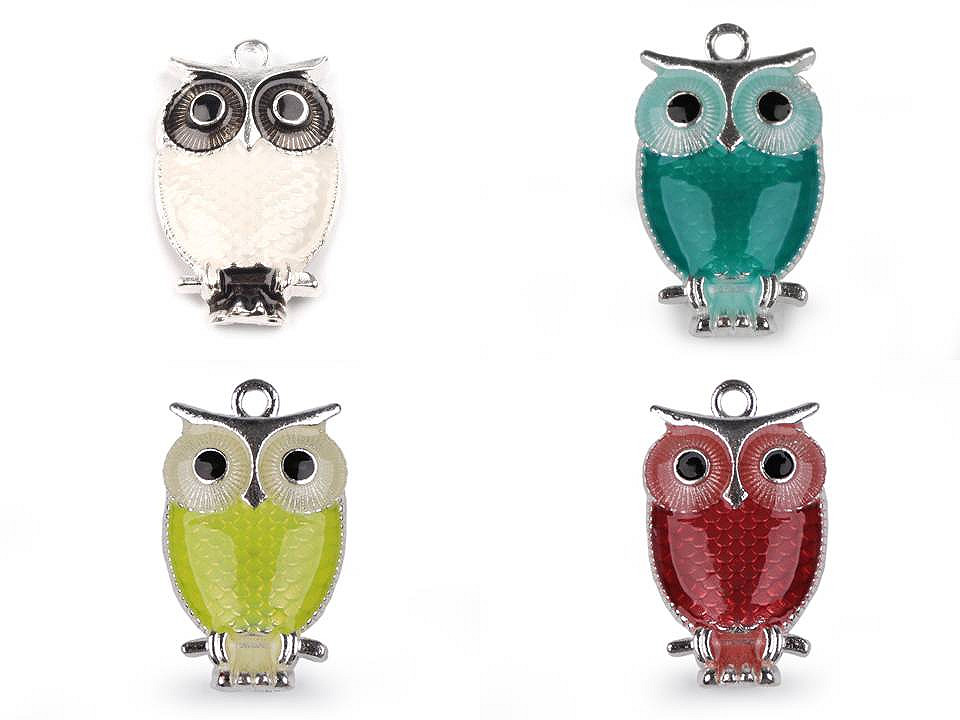 Pandantiv bufniță, 17x27 mm - Alb lăptos (5 Bucăți)