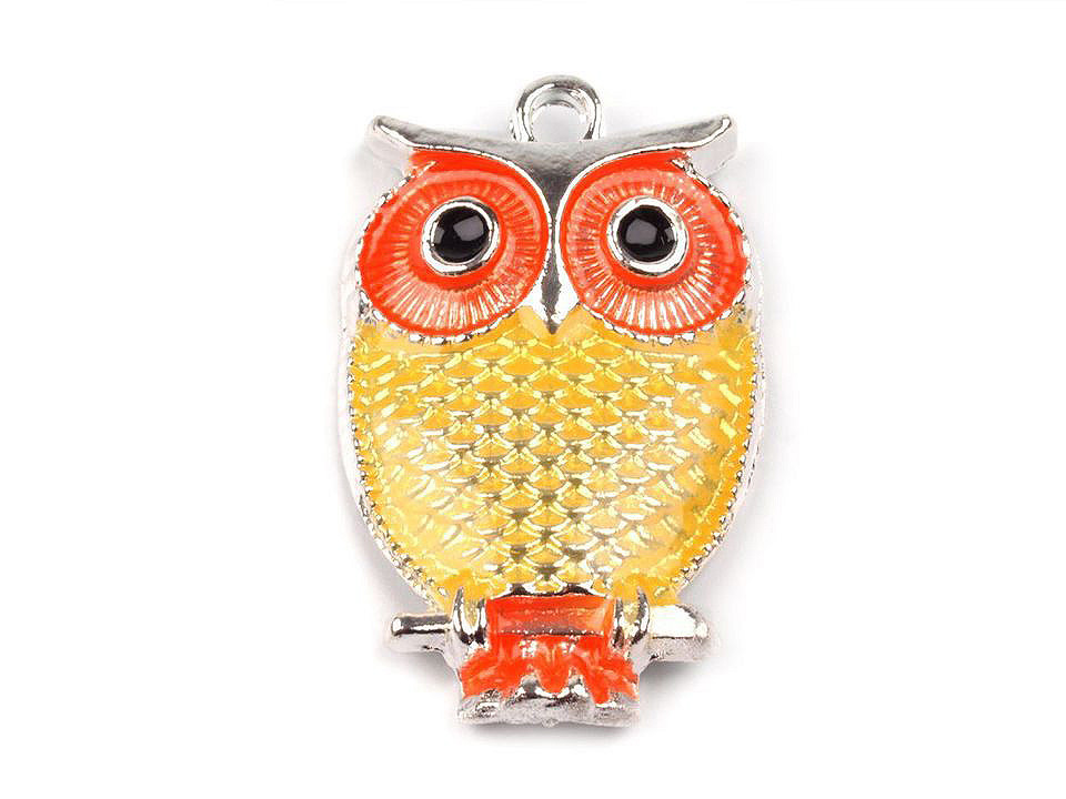 Pandantiv bufniță, 17x27 mm - Alb lăptos (5 Bucăți)