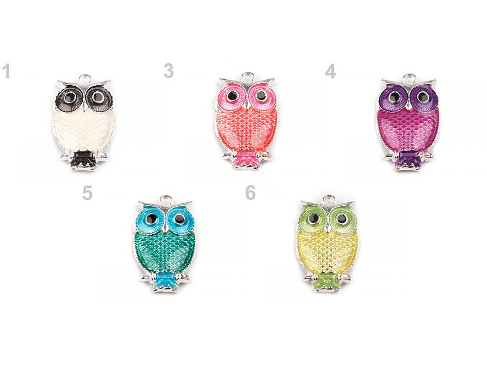 Pandantiv bufniță, 17x27 mm - Alb lăptos (5 Bucăți)