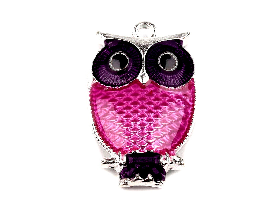 Pandantiv bufniță, 17x27 mm - Alb lăptos (5 Bucăți)