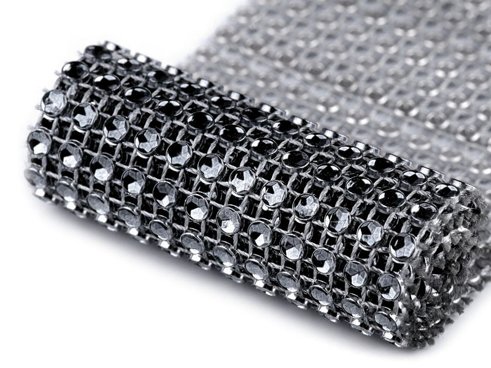 Bandă imitații cristale, lățime 58 mm - Argintiu (9 Metri)