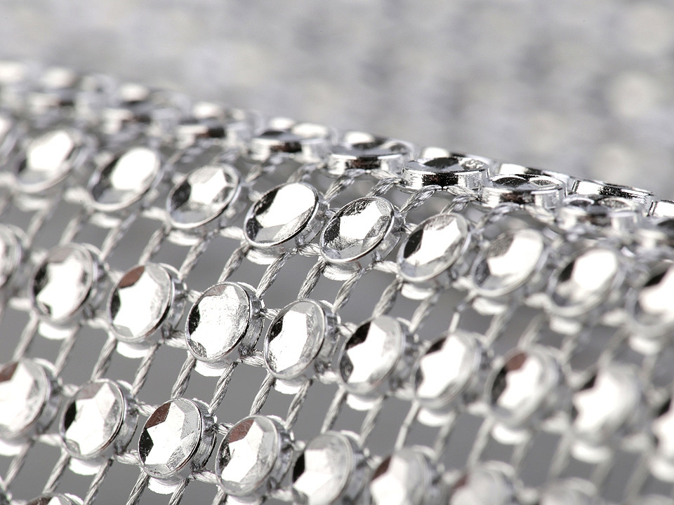 Bandă imitații cristale, lățime 58 mm - Argintiu (9 Metri)