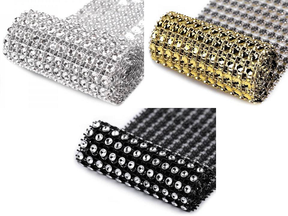 Bandă imitații cristale, lățime 58 mm - Argintiu (9 Metri)